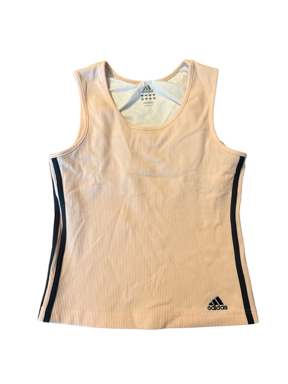 adidas Women’s Light Pink Ribbed Tank with Black Side Stripes